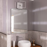 Applique murale en métal et verre finition chromée, cadre cubique, montage au-dessus du miroir