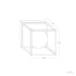 Applique murale cube en métal avec globe en verre, structure ouverte, dimensions 200 mm