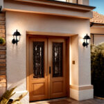 Applique murale extérieure noire en métal style lanterne avec panneaux de verre