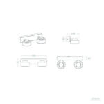 Applique murale double LED, diffuseurs ronds en verre sur platine murale rectangulaire