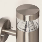 Applique murale extérieure cylindrique en acier inoxydable brossé avec module LED et diffuseur transparent