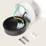 Applique murale blanche en métal, boîtier de fixation ouvert avec câbles et vis de montage