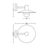 Applique murale à abat-jour circulaire et diffuseur sphérique, bras de fixation mural