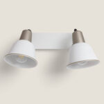 Applique murale double 2 spots abat-jours blancs et finitions métal brossé