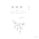 Applique murale 3 spots en métal, barre rectangulaire à fixer au mur pour salle de bain