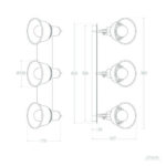 Applique murale 3 spots orientables en métal sur plaque rectangulaire