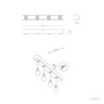 Applique murale 4 spots en métal, corps rectangulaire à montage mural, supports d'ampoules visibles