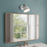 Applique murale blanche en métal, abat-jour conique orienté vers le bas, fixation murale ronde, usage salle de bain