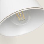 Applique murale métallique blanche conique, intérieur mat, ampoule LED à filaments visible