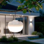 Lampe portable blanche en forme de globe suspendue, sans fil, éclairage extérieur