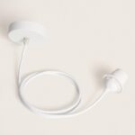 Suspension avec câble PVC blanc, douille et rosace de plafond