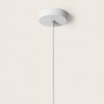 Suspension câble PVC blanc avec rosace de plafond ronde blanche