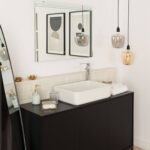 Lampe suspendue en verre fumé et ambré, câble PVC noir, forme globe strié