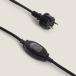 Câble d'alimentation noir avec interrupteur marche/arrêt en ligne et prise électrique européenne