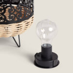 Lampe à poser base ronde noire avec ampoule globe en verre transparent