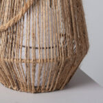 Lampe à poser en corde naturelle tressée, diffuseur blanc rond