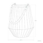 Lampe à poser portable à anse, corps conique cannelé et base facettée, dimensions indiquées