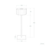 Lampe à poser avec abat-jour cylindrique, tige fine et base carrée