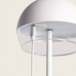 Lampe à poser blanche à dôme avec diffuseur transparent et piètement tubulaire métallique