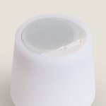 Lampe à poser blanche conique avec grille de haut-parleur intégrée et boutons