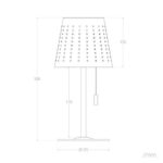 Lampe à poser avec abat-jour perforé, pied double et cordon à tirette, base ronde