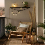 Lampe à poser LED extérieure portable noire avec poignée, éclairage blanc chaud pour terrasse
