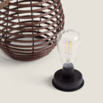 Lampe à poser avec socle noir et ampoule LED filament transparente