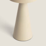 Lampe à poser beige, socle conique mat, design minimaliste