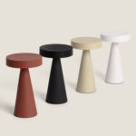 Lampe à poser portable LED conique finition mate, couleurs brun, noir, beige et blanc