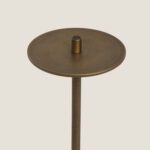 Lampe à poser métal laiton, plateau circulaire plat avec tige cylindrique