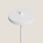 Lampe à poser blanche tête ronde plate en métal, mât fin