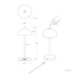 Lampe à poser dôme sur tige avec base circulaire et commande tactile