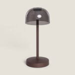 Lampe à Poser LED Portable pour Extérieur Métal avec Batterie Rechargeable Lendora Smoke Brun