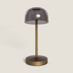 Lampe à Poser LED Portable pour Extérieur Métal avec Batterie Rechargeable Lendora Smoke Laiton