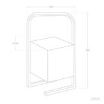 Lampe à poser avec cube central dans cadre arqué rectangulaire, style minimaliste