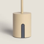 Lampe à poser beige base cylindrique mate avec tige verticale