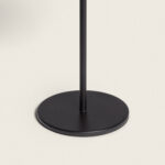 Lampe à poser noire, socle circulaire métallique mat avec tige fine