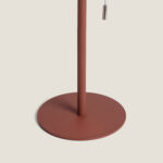 Lampe à poser métal brun, base ronde plate et tige cylindrique