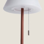 Lampe à poser métal brun avec diffuseur blanc et tirette métallique