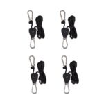 Suspension réglable noire avec mousqueton métal et sangle textile, lot de quatre