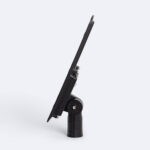 Luminaire LED solaire noir profil mince, tête rectangulaire inclinable sur support articulé