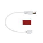 Câble adaptateur blanc avec prise DC femelle et connecteur 4 broches pour ruban LED, adhésif rouge