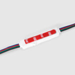 Module LED RGB compact boîtier blanc avec adhésif 3M et câble 4 conducteurs