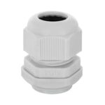 Presse-étoupe nylon blanc à filetage PG19 avec écrou hexagonal pour passage de câble