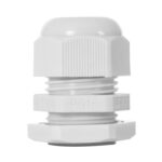 Presse-étoupe nylon blanc PG16 avec écrou fileté et joint d'étanchéité IP68
