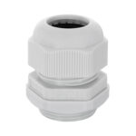Presse-étoupe nylon blanc filetage PG21 avec écrou hexagonal