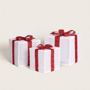 Pack de 3 Boîtes Cadeaux de Noël LED à Piles Noelle