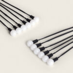 Piquets LED extérieurs têtes sphériques blanches, tiges et câbles noirs, lot de 6