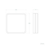 Plafonnier extérieur carré en aluminium 285×285 mm, montage en surface, épaisseur 70 mm