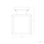 Plafonnier extérieur carré en acier inoxydable, montage plafond, dimensions 180 x 220 mm